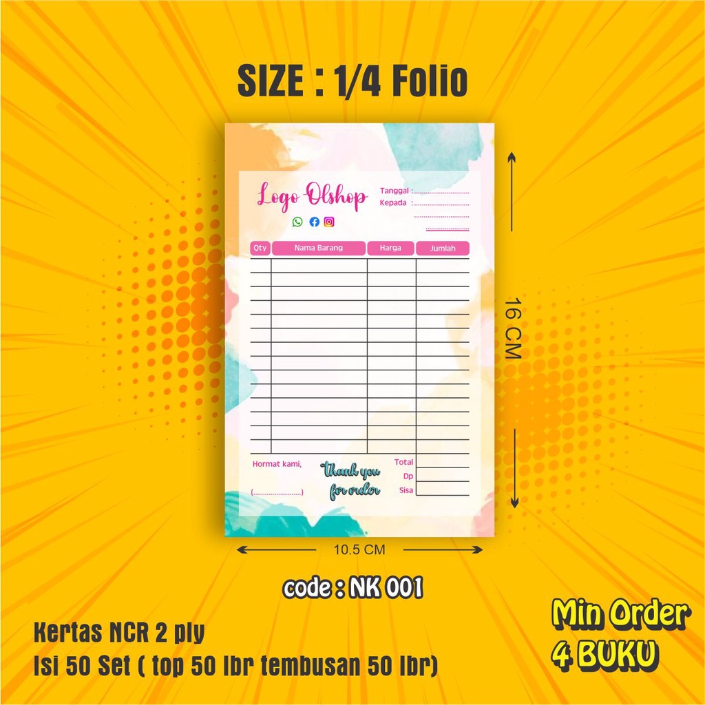 

Nota 2ply fullcolor satuan 1/4 folio