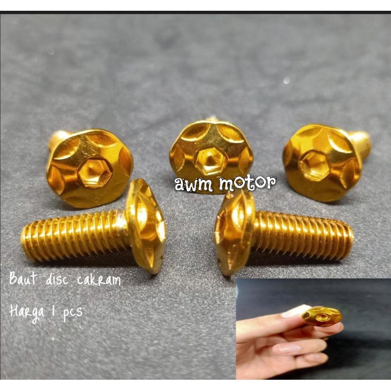 Baut Disc Cakram Piringan Honda Yamaha Suzuki Kawasaki Universal Probolt full gold[harga 1 pcs]