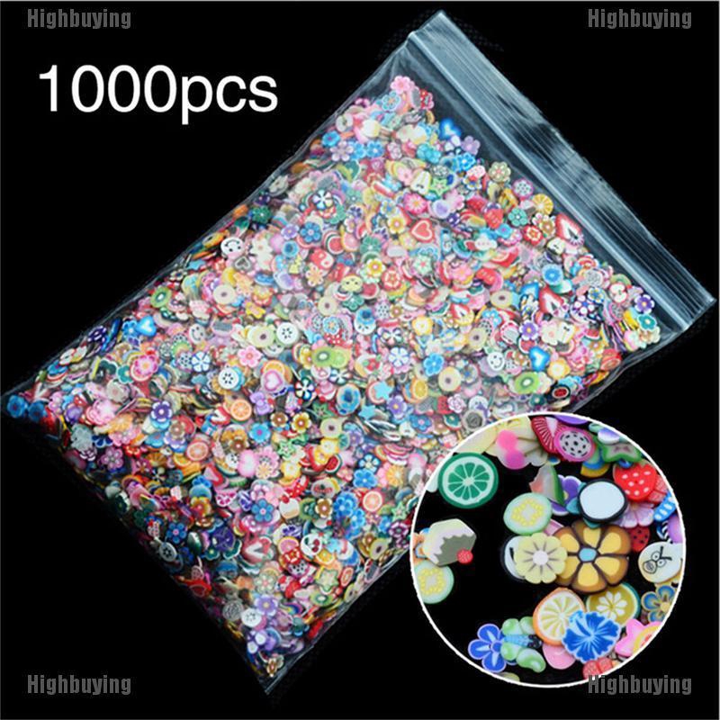 Hbid 1000pcs Fimo Clay Bentuk Buahhewan 3D Untuk Dekorasi Nail Art DIY