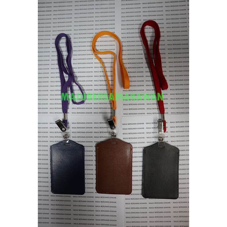 

Tali Id Card Model Jepit + Hard Case Kulit/Kalep Murah