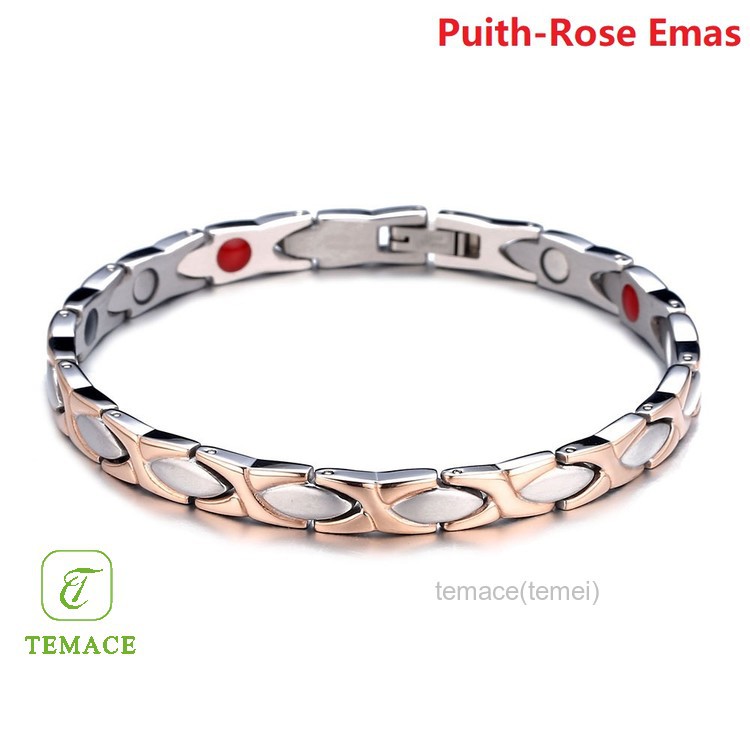 Gelang Titanium Anti Karat Kualitas Tinggi Warna Rose Gold 18K untuk Wanita g932210 #