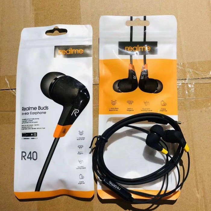 Promo Terbaru!!! Headset Earphone Realme R-40 Extra Bass Untuk Gaming / Musik / Tiik Tok / Youtube Dan Lainnya