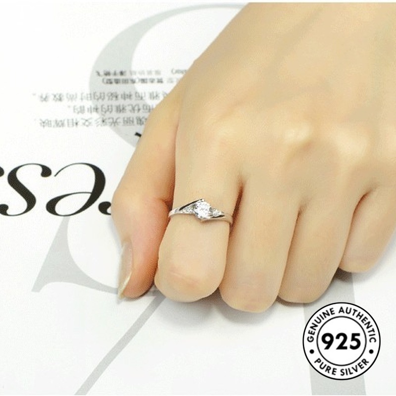 S925 Silver Elegant Inlaid Diamond Ring Simple Silver Ring