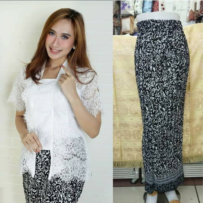 Set Kebaya Kutubaru Lace Pendek Rok Panjang Dan Kemeja Pendek