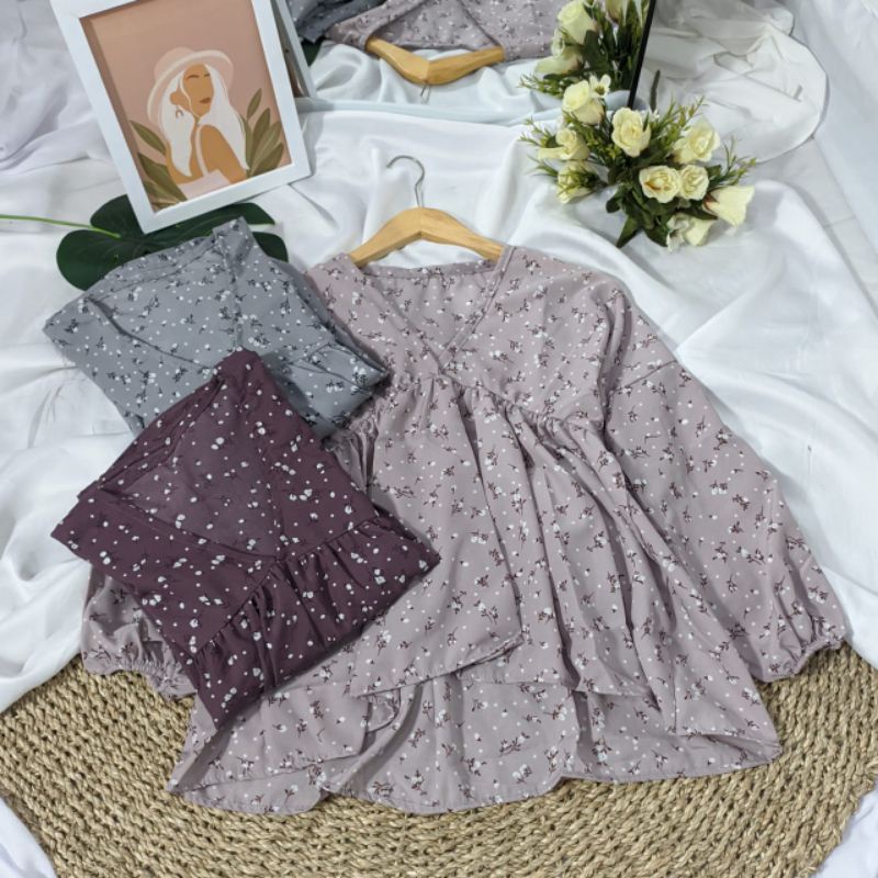 BLOUSE BUNGA / ATASAN WANITA BLOUSE VINTAGE KOREAN STYLE SESA BLOUSE / KEMEJA motif bunga korean top blouse bunga / Blouse bunga balon XL