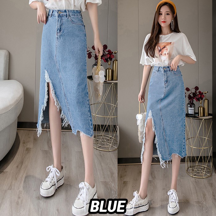 KARAKOREA - 6156 Hyuna Denim Skirt/Rok jeans wanita/Rok Jeans Korea/Rok wanita