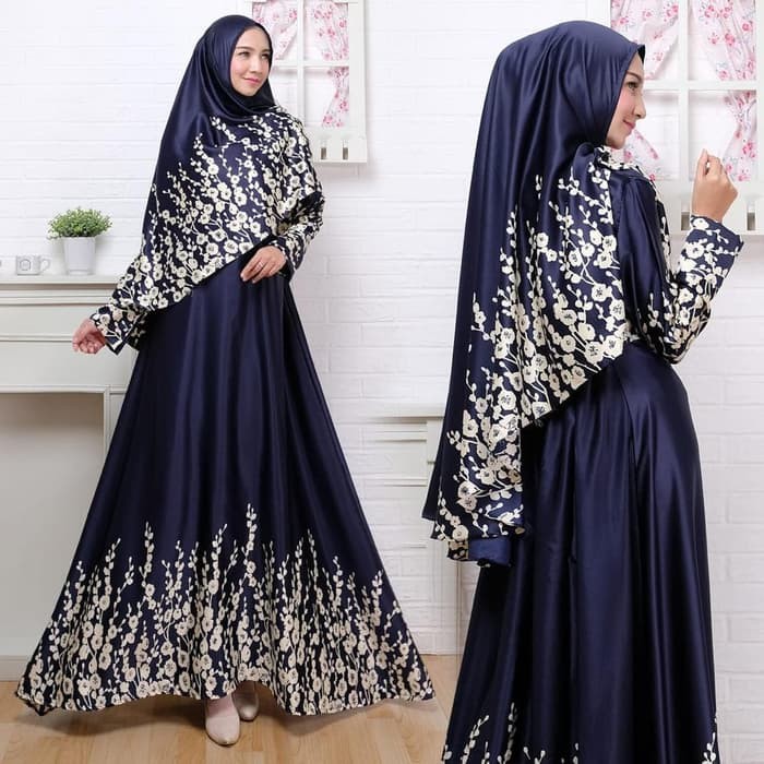 [DANIA SYARI NAVY N1] Gamis wanita maxmara biru navy