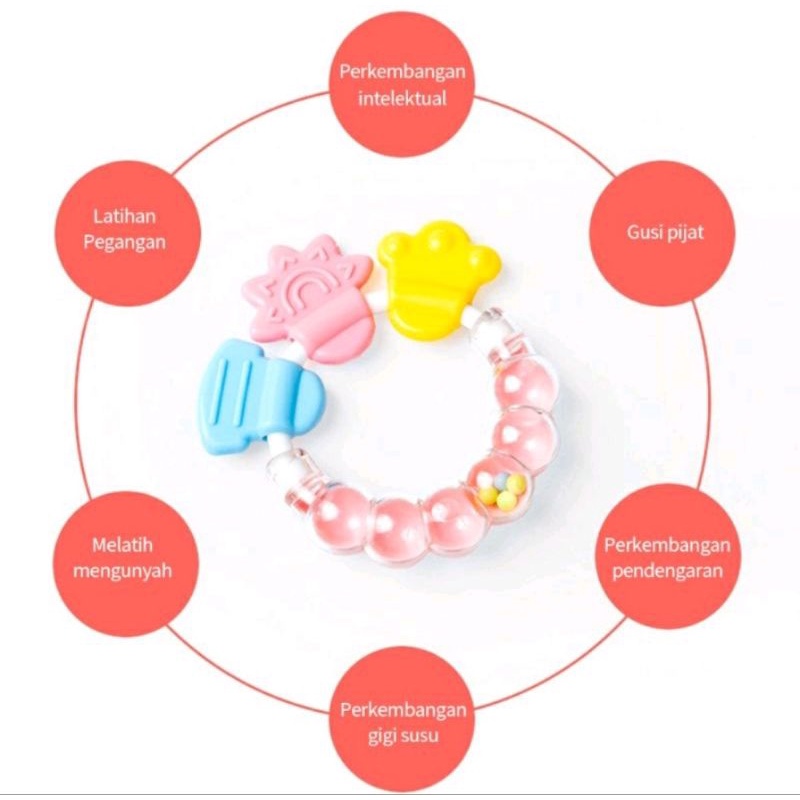 Mainan Genggam Kerincingan Bayi / Gigitan Bayi / Empeng Teether Bayi Baby Toys