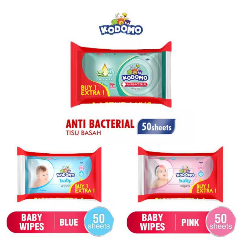 KODOMO BABY WIPES 50 SHEETS BUY 1 EXTRA 1