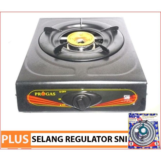 KOMPOR GAS 1 TUNGKU PROGAS PG 169 C LENGKAP DENGAN SELANG DAN REGULATOR