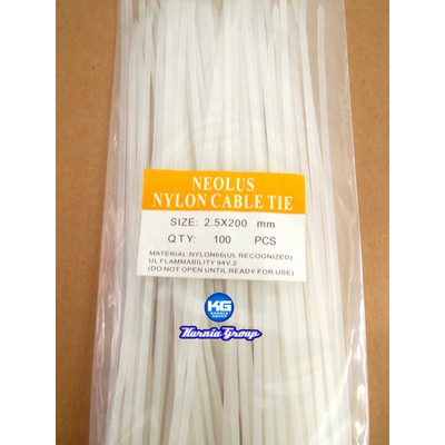 

KABEL TIES PANJANG 20CM SIZE 3,6X200MM PUTIH NYLON CABLE TIE 100pc