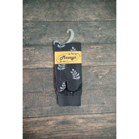 Kaos Kaki Jari Jempol Motif Daun Wanita Muslimah Nilon-Abu Tua