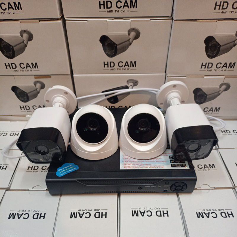 Paket Cctv 4 Channel 4 Kamera 4mp Komplit Tinggal Dipasang