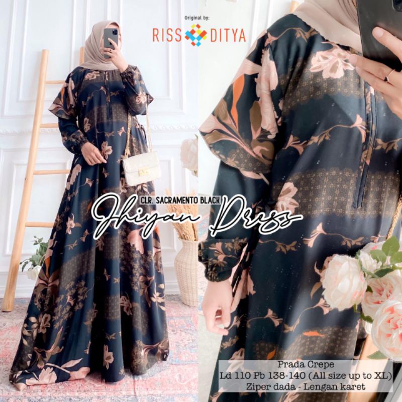 Jhiyan dress maxy bahan Prada crepe