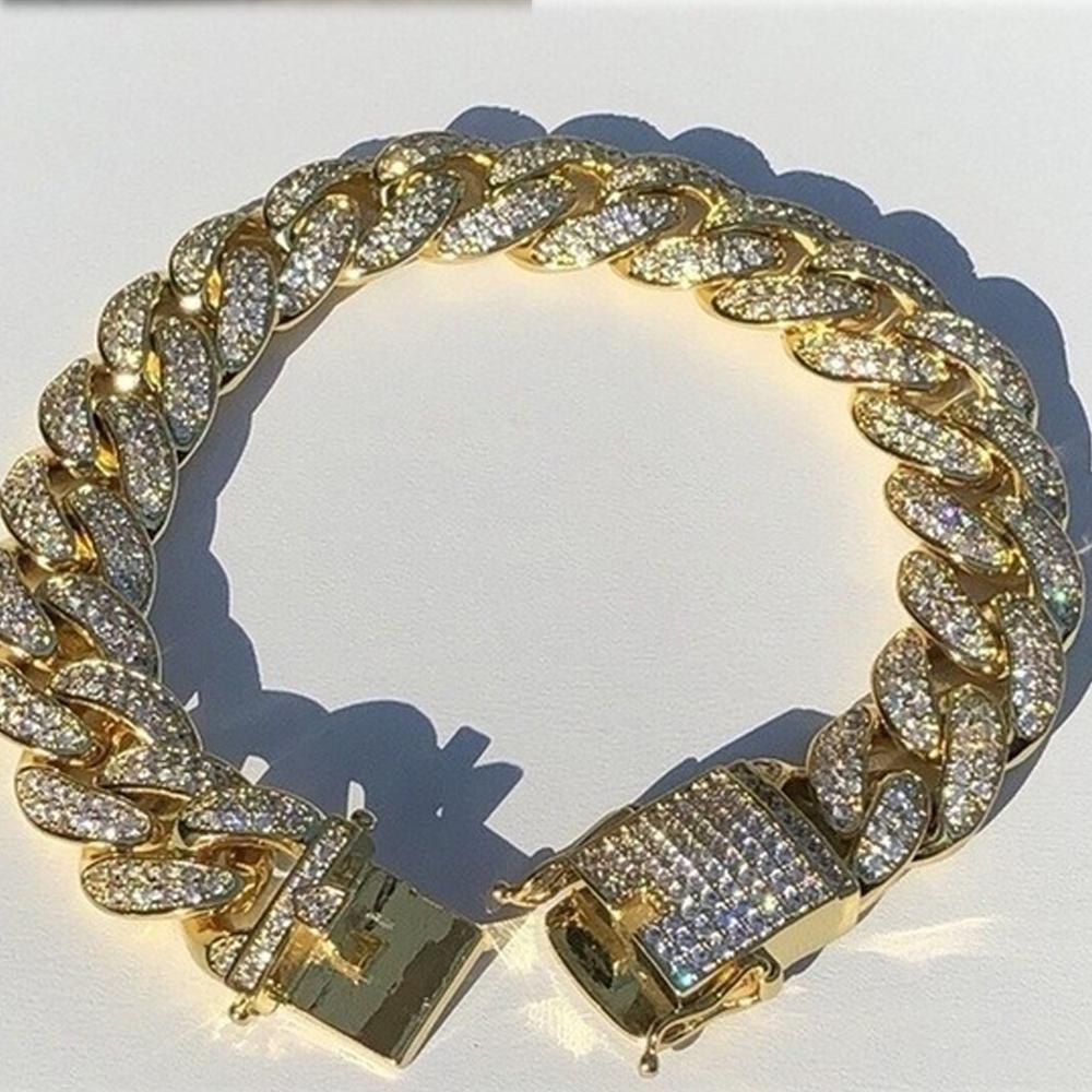 Chookyy Gelang Lebar 12mm Mewah Shiny Fashion Bracelet Hip Hop