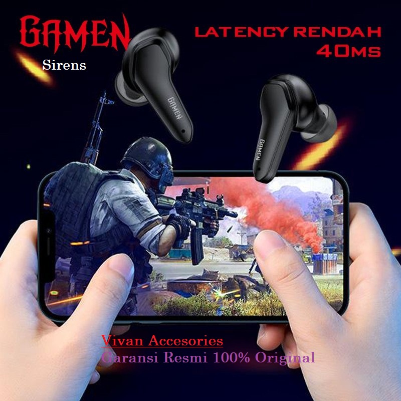 GAMEN Sirens Headset Earphone Bluetooth 5.0 TWS LED HD Sound Quality