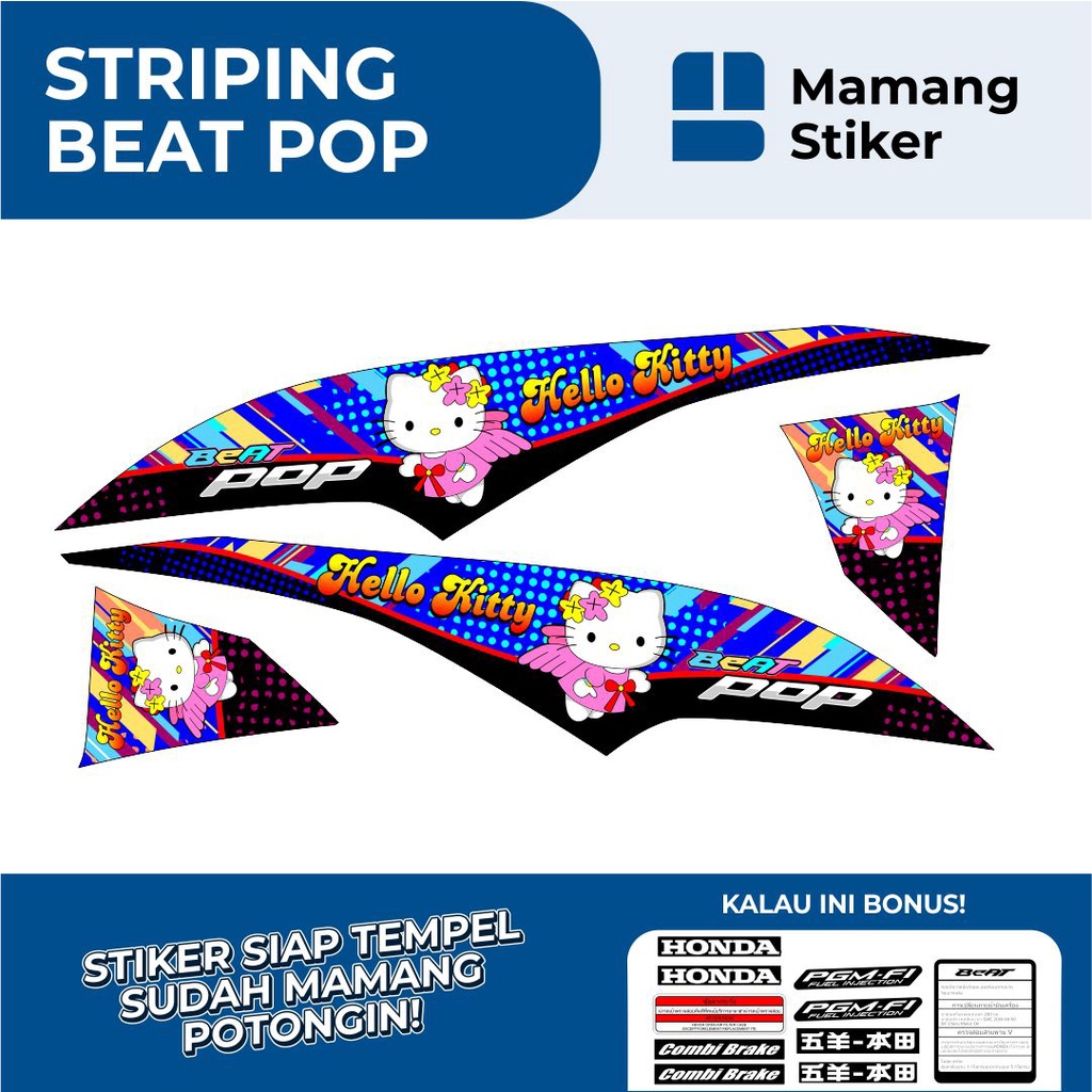 STRIPING HONDA BEAT POP FULL BODY VARIASI 8 HELLO KITTY/STIKER BEAT POP FI ORIGINAL/STICKER BEAT POP