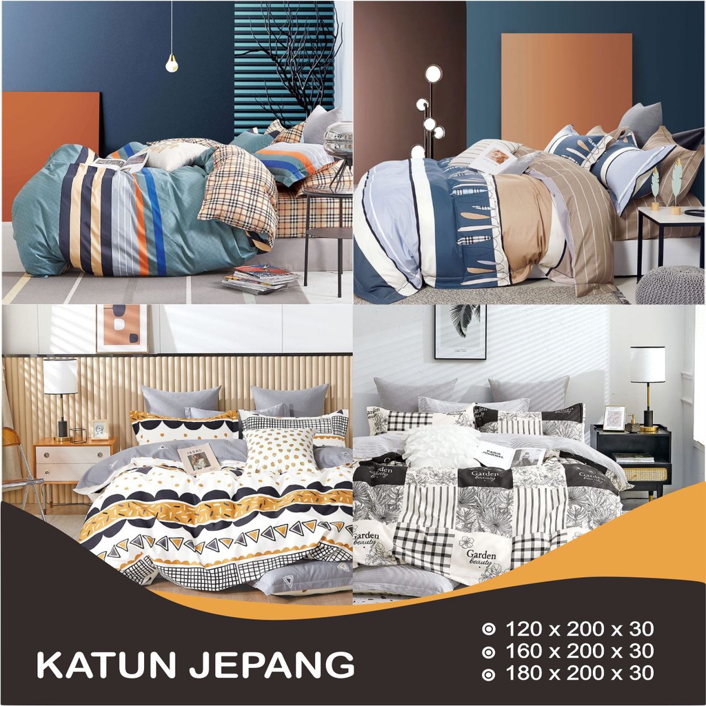 Bedcover Set Sandy Collection Emerald Katun Jepang Sprei Tinggi 30 atau Sprei Tinggi 40cm