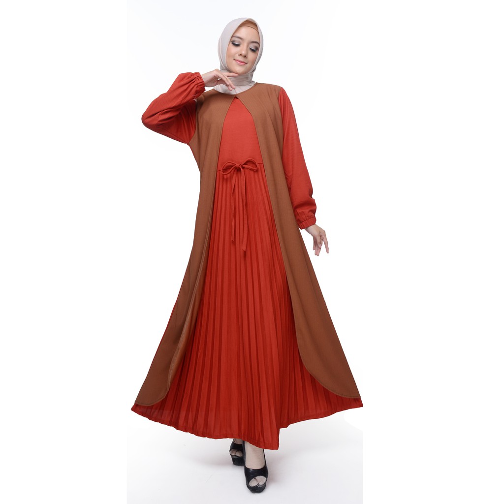 Long Dress Gamis maxi Wanita Muslim kombinasi warna - XSHOP Binar