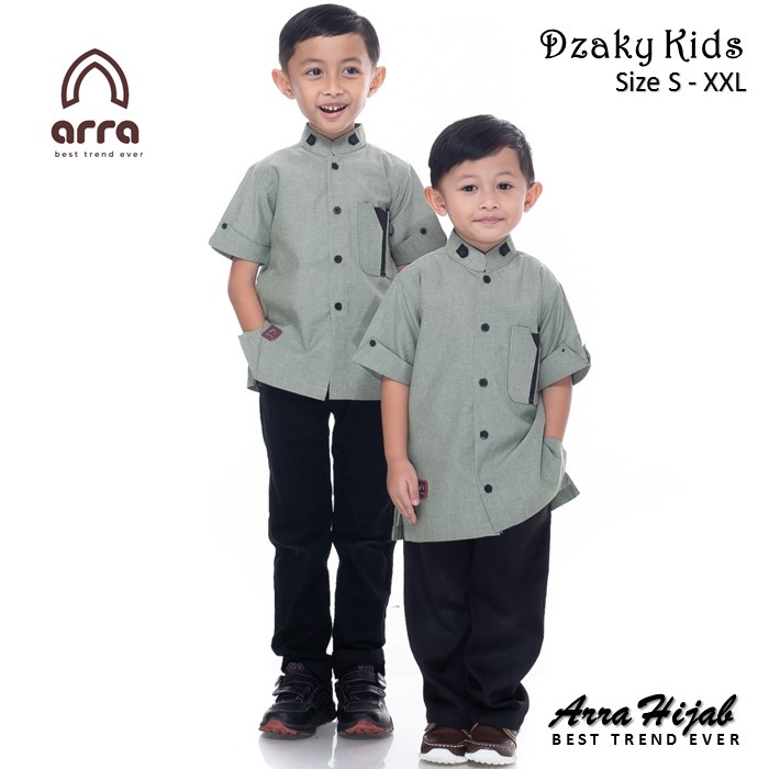 Baju Kemeja Koko Anak Laki Laki Lengan Pendek ARRA SERIES DZAKI KIDS Kualitas Premium Original Bahan