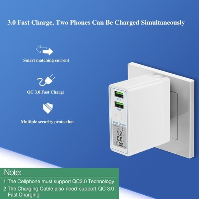 Universal 36W Dual 2 USB Quick charge 3.0 5V 3.6A Fast Charging X7B