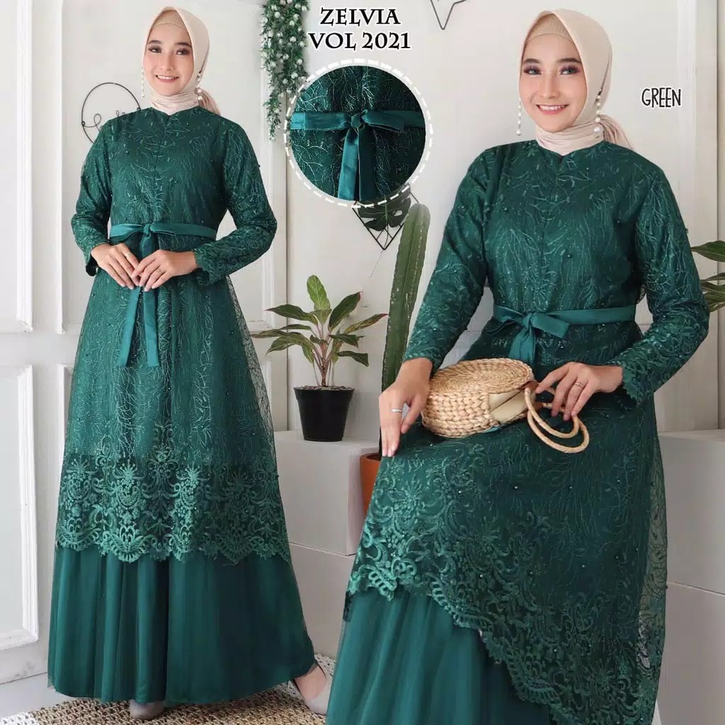 COD KEBAYA GAMIS PESTA BROKAT TILLE SITI NURBAYA TWO TONE GAMIS BRUKAT JUMBO COD ✔️ GAMIS SYARI ZELV