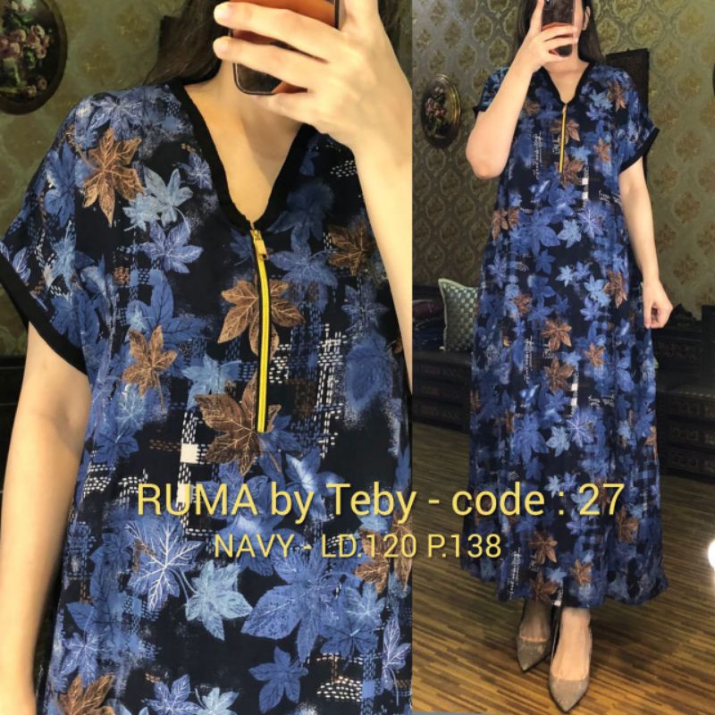 Daster Arab TEBY RUMA Series Dress Rayon Super Originanal Best Seller-Navy 27