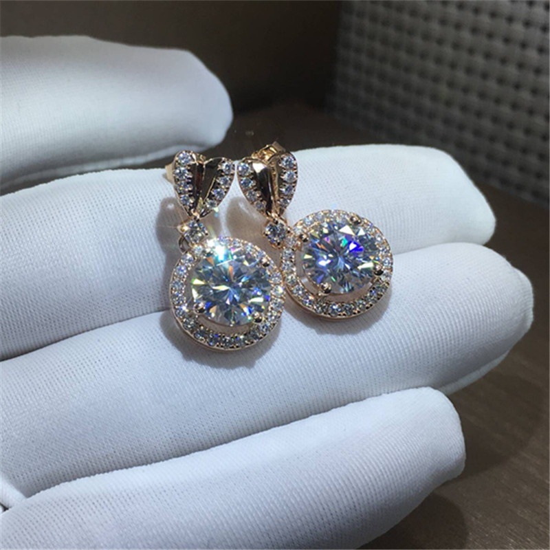 Anting Bentuk Hati Bahan Zirkon Warna Emas Untuk Wanita