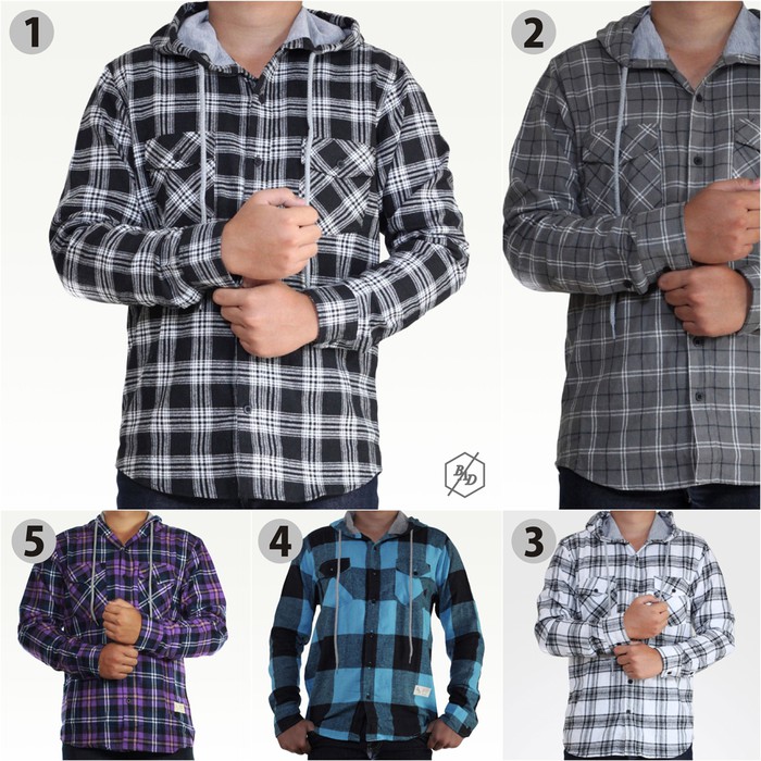 *Dijual / Kemeja Kotak Pria Hem Slimfit Kotak Trendy Flanel  IM207  Hoodie Cowo Casual Kerja Panjan