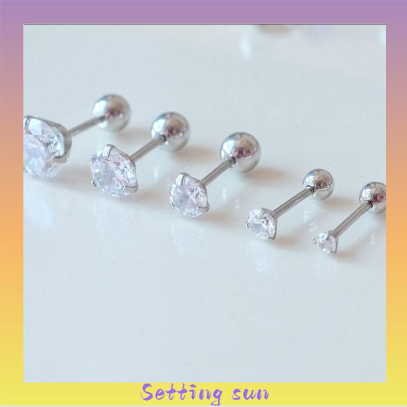 3 Cakar Kartilago Tujuan Ganda Anting-anting Stainless Steel Tragus Anting Fashion 1 Stud TN