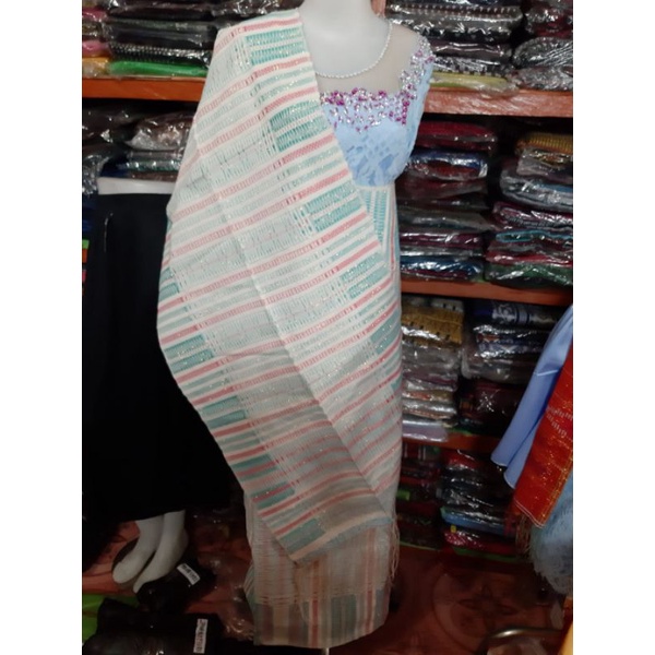 BERKILAU - SETELAN SARUNG SELENDANG TENUN TARUTUNG SONGKET PUCCA KLASIK SONGKET PENGANTIN PUTIH PINK