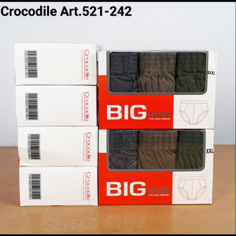 Crocodile Cd Pria KATUN BIG SIZE Brief Art.521-242 Sekotak Isi 3 pcs Original