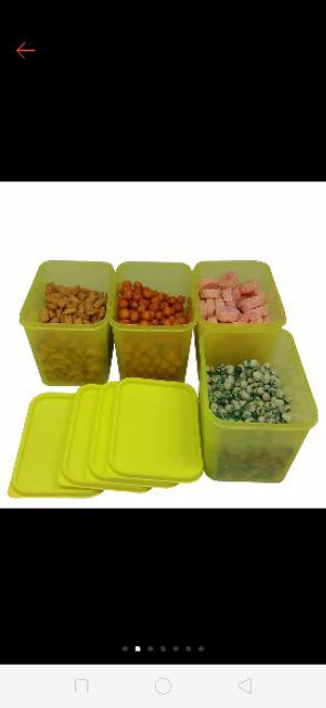 Cpm Tifany Storage Set Of 4 Pcs Hijau Lemon/ Toples Plastik/ Toples Kerupuk