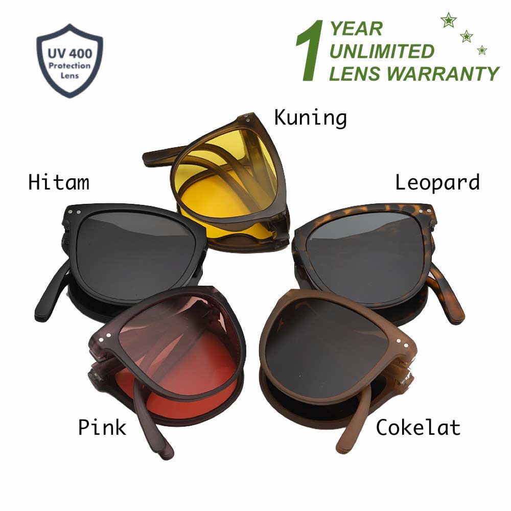 Kacamata Lipat UV400 - Anti Radiasi - Sunglasses Pria &amp; Wanita Korea - HM8092 ( Group ) FREE Kotak