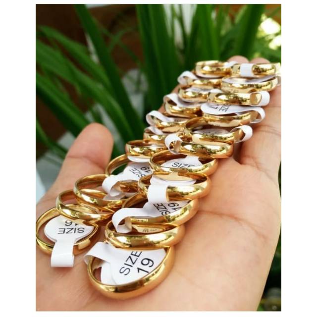 Cincin titanium gold polos, cincin tunangan Dll