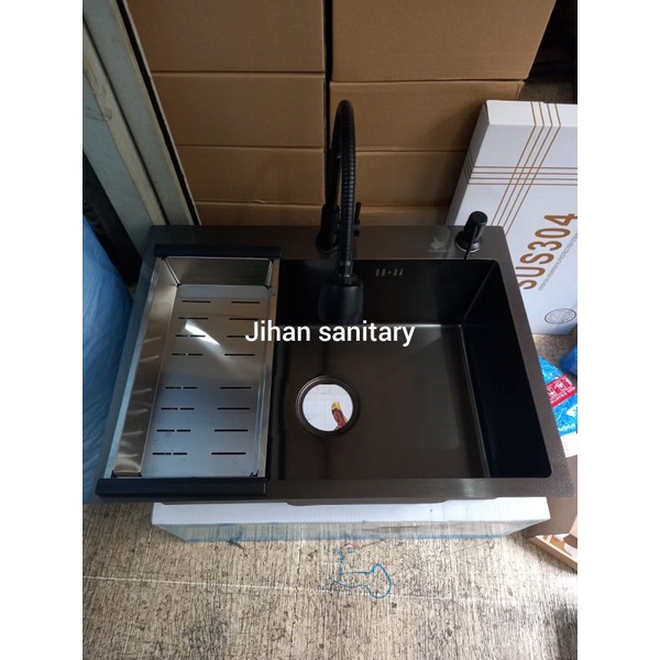 paket kitchen sink Golden hand 6045 black / paket sink Golden hand hitam 6045