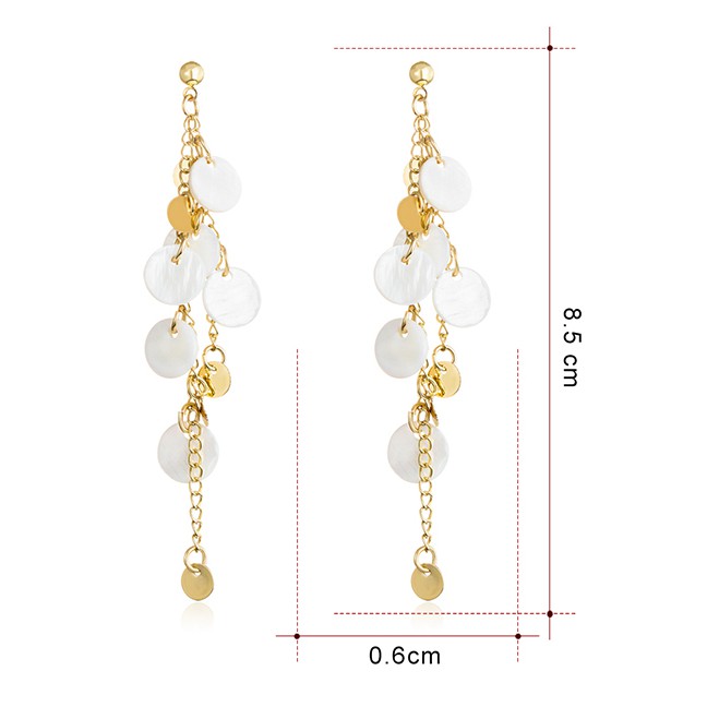 LRC Anting Tusuk Fashion Real Gold Alloy Shell Tassel Earrings F79763