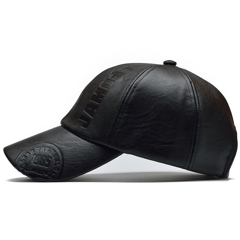 Topi Trucker Baseball PU Leather - MZ392 - Black