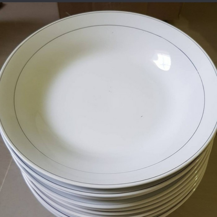 Piring Makan Keramik List Mas 1 Lusin Piring 9 List Mas Keramik Cekung