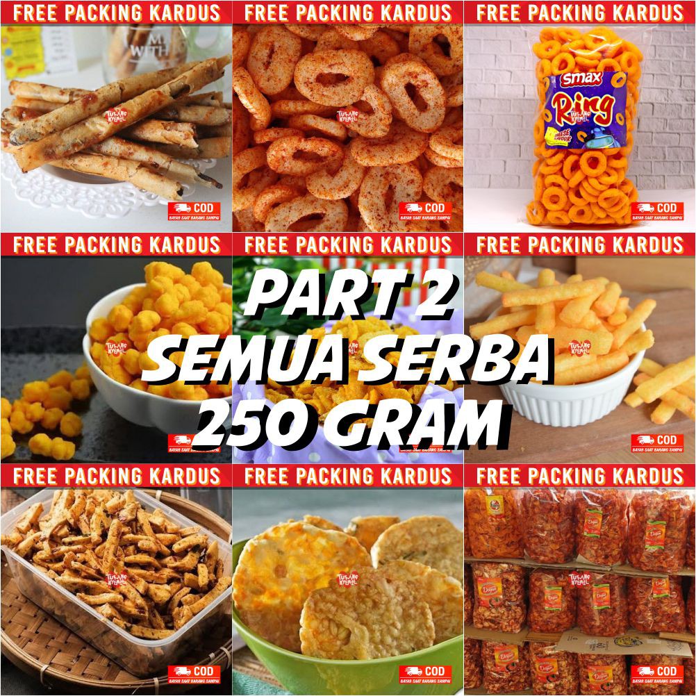 

snack kiloan serba 250 gram makanan ringan cemilan camilan jajanan kiloan pedas asin gurih renyah
