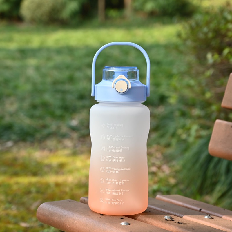 {Lav - Bo942} Botol Minum 1500 ML & 2000 ML / Botol Minum 1,5L & 2L + Stiker & Tali / Botol Minum Stiker Lucu & Unik-Doff Biru Muda