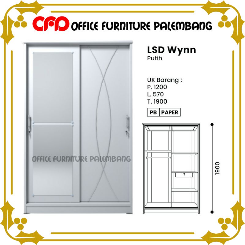 lemari pakaian sliding olympic LSD WYNN lemari baju pintu geser putih