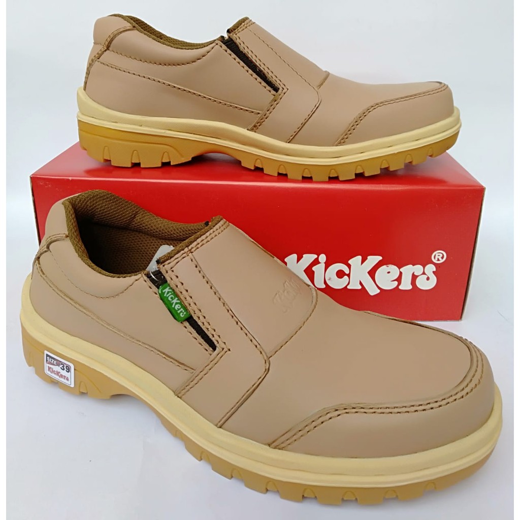 Sepatu kulit kickers pria casual asli original santai kasual slip on tanpa tali terbarumurahselopCOD