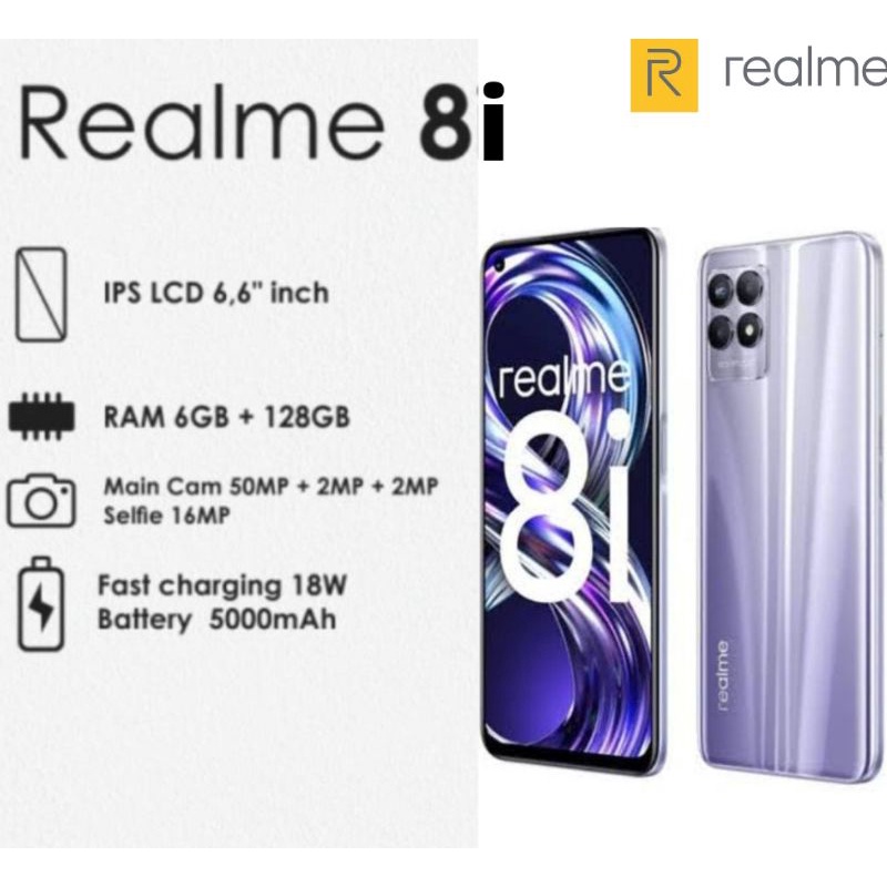 HP BARU REALME 8i | 8pro Camera 108MP Display Super Amoled ORIGINAL TERBARU GARANSI RESMI INDONESIA-Realme8i 6/128Purple