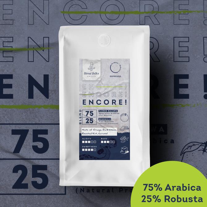 

Kopi Encore! 75/25 Blend 1kg Three Folks | Kopi Susu Espresso Blend