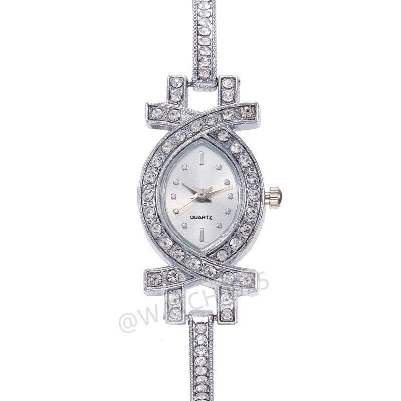 JAM TANGAN WANITA  ANALOG IMPORT MURAH HARGA GROSIR RANTAI CRYSTAL KRISTAL PREMIUM WATCH W169