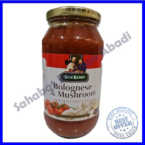 

Saos saus spaghetti spageti bolognese bolognaise bolognes mushroom pasta sauce San Remo 500 Gr