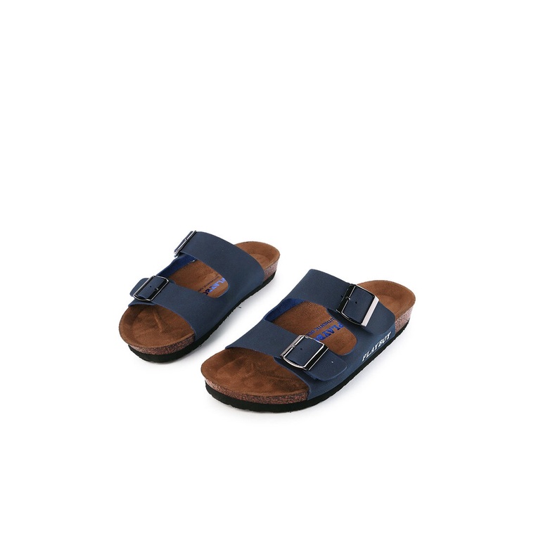 SANDAL SLIDE PLAYBOY PRIA ORIGINAL CASUAL BRANDED ASLI BIRU NAVY PL34