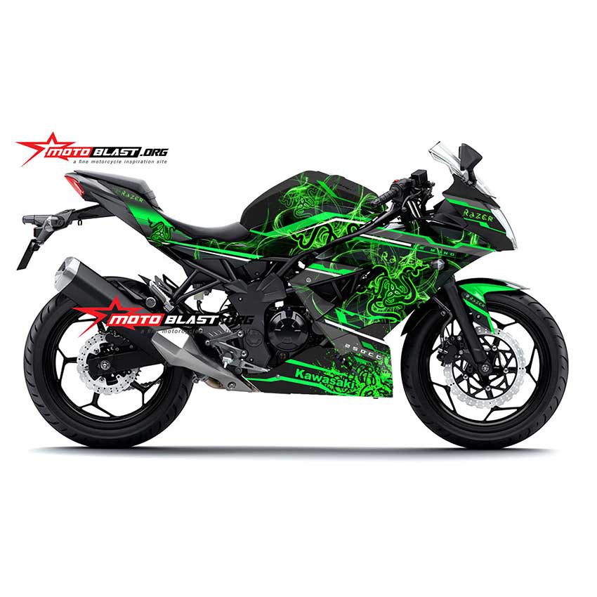 decal stiker  motor  ninja rr mono black green sticker 