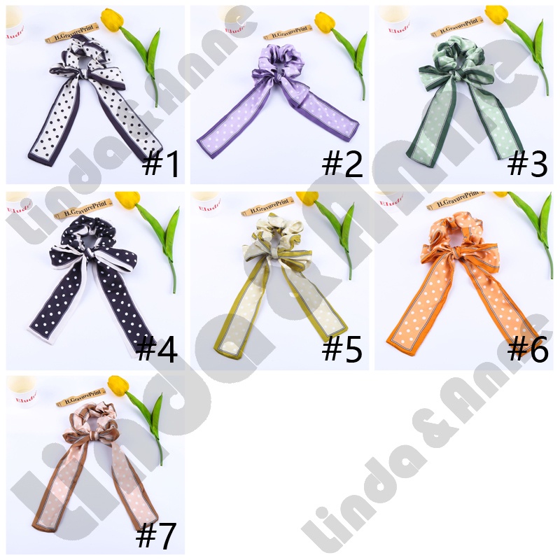 Scrunchie Scraf Motif Polkadot Gaya Korea Fashion Wanita / Ikat Rambut Kain Korean Fashion Wanita